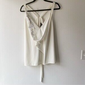 robert rodriguez white split back embellished tank top